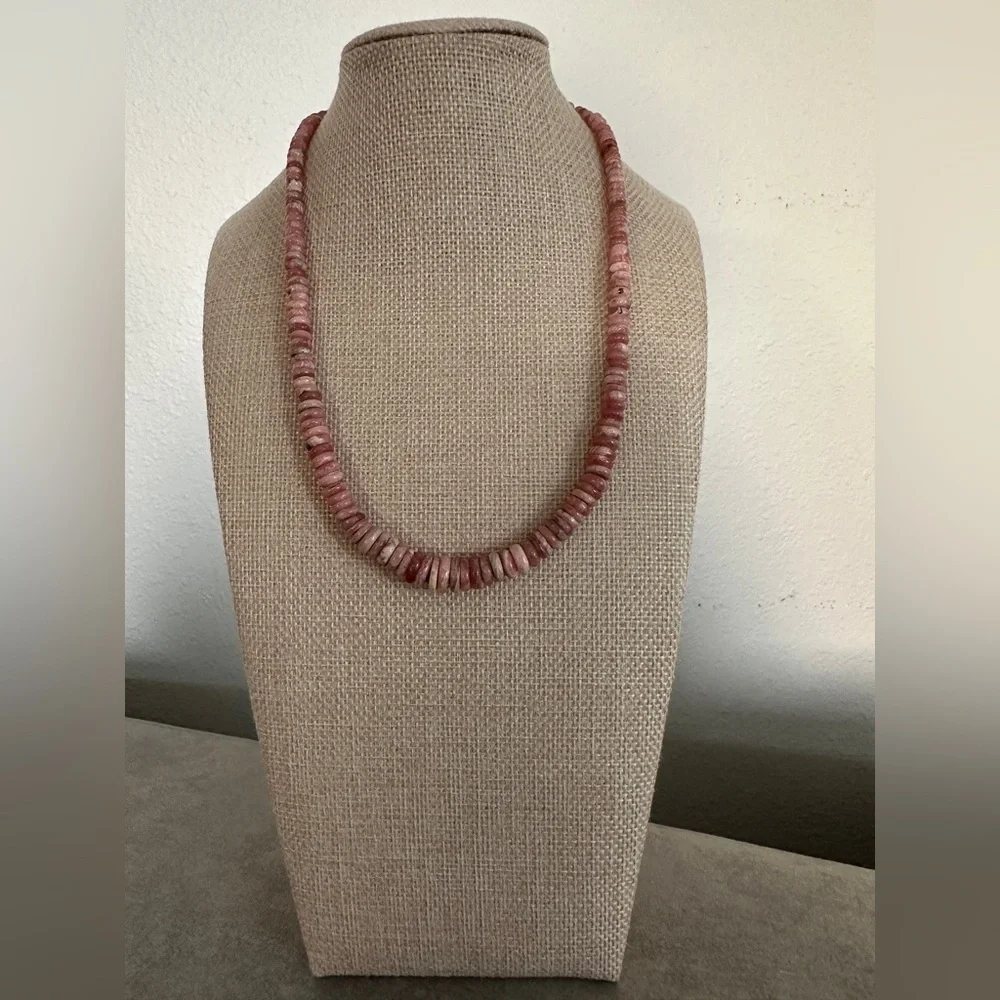 Rhodochrosite bead necklace by Jay King - Picture 3 of 13